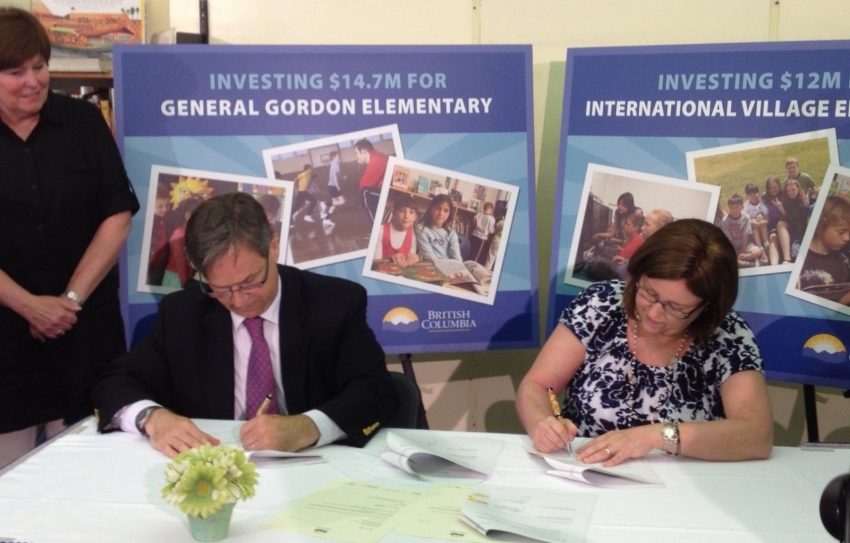 Signing International Village funding agreement